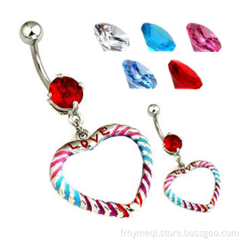 Dangling Crystal Navel Belly Rings, Customized Colors Available, Excellent Workmanship